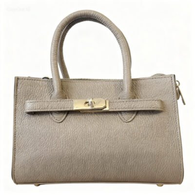 Elegancka Torebka Damska Crossbody Brązowa ze Złotymi Detalami