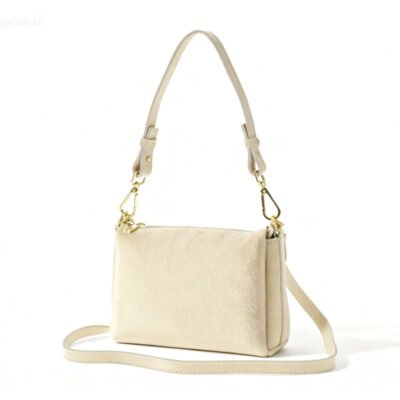 👜 Skórzana torebka damska crossbody – 100% naturalna skóra | Kolor D37 Latte | Made in Poland