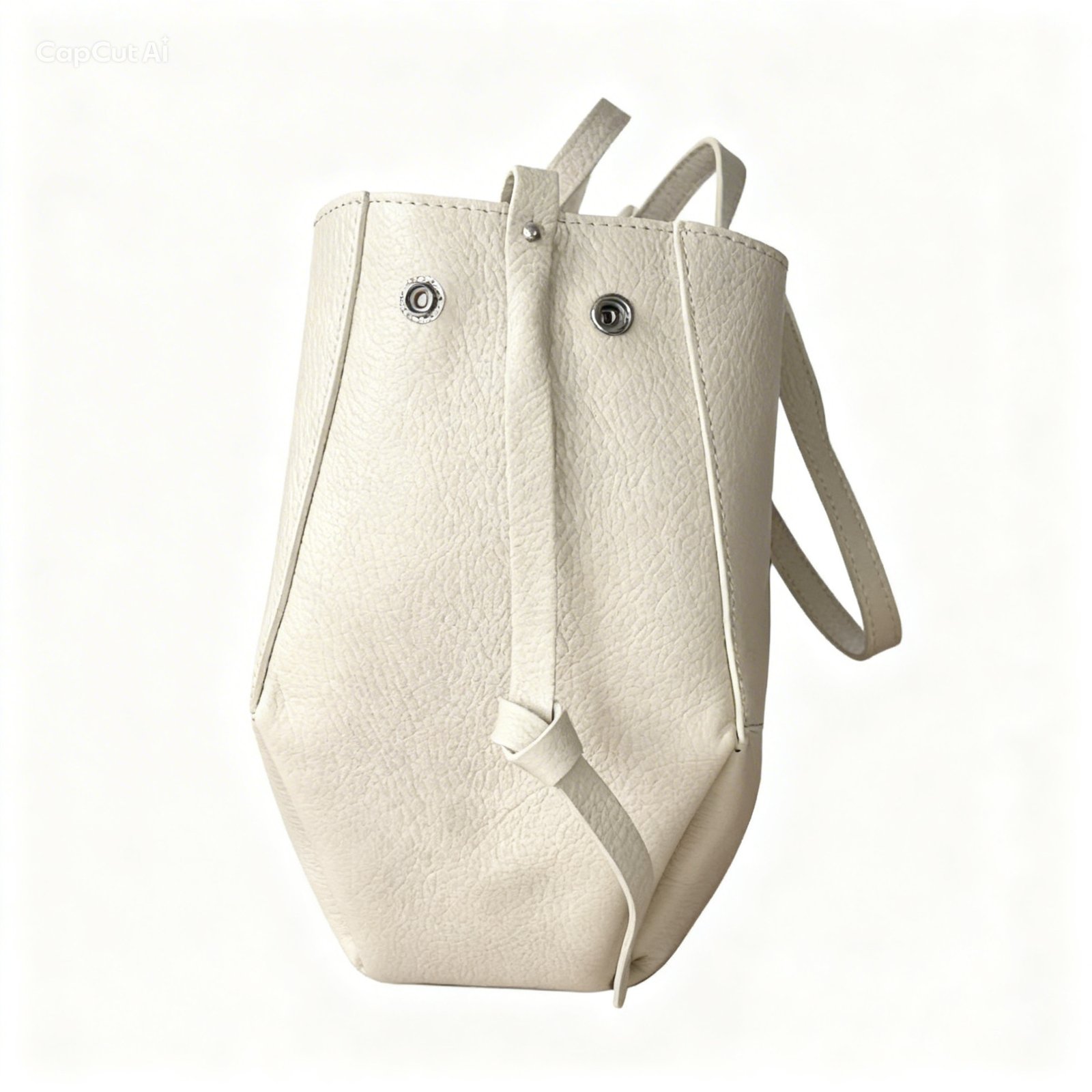 Skórzana Torebka Typu Shopper – Kremowy Minimalizm - Image 4